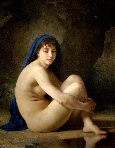 baigneuse assise,baigneuse accroupie,1884,bouguereau,peinture,nu,beauté